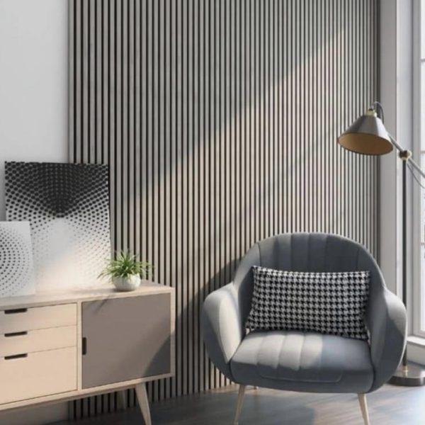 Wall Panel Acústico Interior 2900x600mm | Panel Ranurado para Muros y Cielos Grey